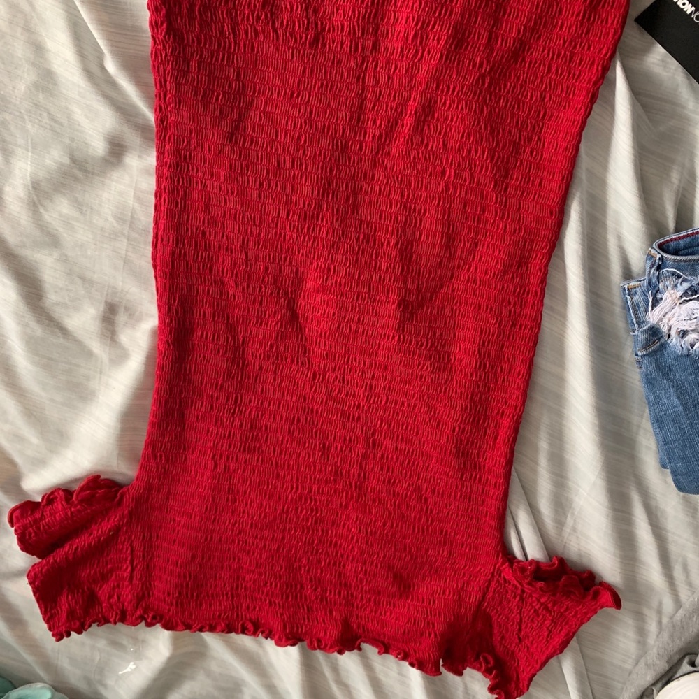 Smocked off shoulder dress